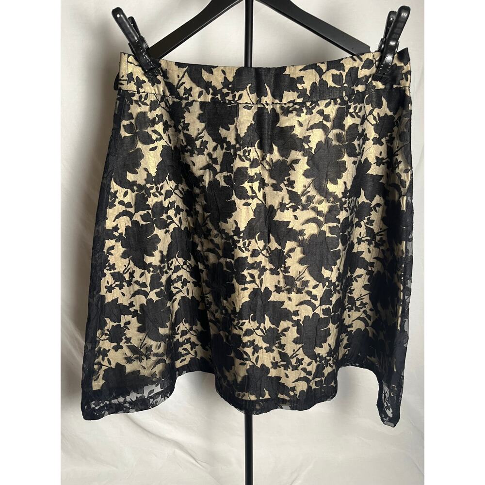 Apt. 9 Vintage Floral Lace Overlay Skirt Women’s Size 14 Black Gold